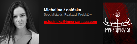 Michalina Łosińska — Specjalista ds. Realizacji Projektów, m.losinska@innerwarsaga.com